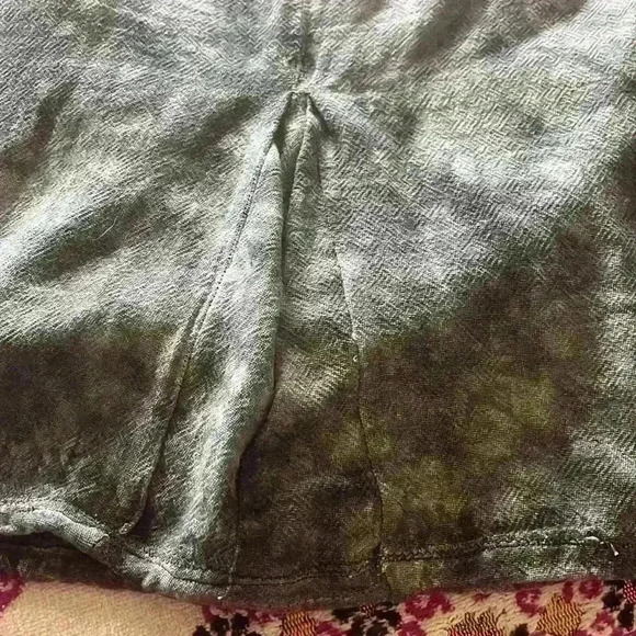 Tie Dye Keyhole Tunic Top Lagenlook Linen Blouse “Oh my Gauze” Grey Natural Boho - Picture 9 of 11